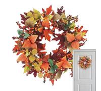 Golden Leaf Circle - Fall Decorative Wreath for Festive Display | Faux Foliage with Warm Tones, Lightweight Frame & Easy Hanging for Entryways & Seasonal Gifting 40x40x7cm