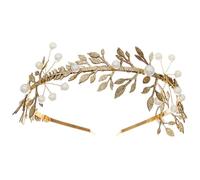 Golden Leaf Pearl Headband Elven Crown Hair Accessory
