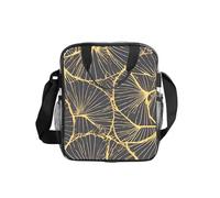 Golden Leaf Transparent Lunch Bag with Print, Clear Food Box with Side Pockets & Strap for Work, School, Travel