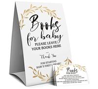 Golden leaves Baby Book Request Sign, Bring a Book Invitation, Book Request Insert, Baby Shower Book Request, Please Bring a Book Instead of a Card-1 Sign and 50 Guessing Cards(6A)