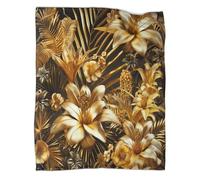 Golden Leaves Fleece Throw Blanket Nature Style Fluffy Blanket Faux Fur Throw Blanket Soft Warm Blanket Sofa Blanket Fleece Blanket for Sofa Bed Couch 40x50inch(100x130cm)