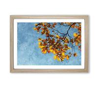 Golden Leaves of The Sycamore Tree Painting Framed Print | A2 Oak Framed Wall Art | Ready to Hang | Modern Floral Picture | Living Room Bedroom Lounge Office
