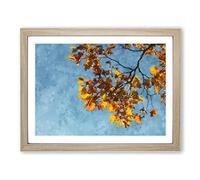 Golden Leaves Of The Sycamore Tree Painting Modern Art Framed Wall Art Print, Ready to Hang Picture for Living Room Bedroom Home Office Décor, Oak A2 (64 x 46 cm)