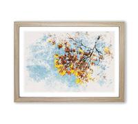 Golden Leaves of The Sycamore Tree Watercolour Framed Print | A2 Oak Framed Wall Art | Ready to Hang | Modern Floral Picture | Living Room Bedroom Lounge Office