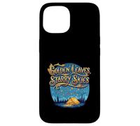 Golden Leaves Starry Skies Autumn Camping Case for iPhone 15