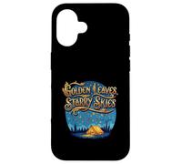 Golden Leaves Starry Skies Autumn Camping Case for iPhone 16