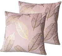 Golden Leaves ZUODU 18 x 18 Inches or 45 x 45 Cm Velvet Pillow Cover Pink Cushion Cover Pink Cushion Case Sofa Chair Car Use Pink set of 2