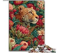 Golden Leopard in The Flowers Adult Jigsaws 1000 Pieces Difficult, Challenging Game And Family Play Birthday Present, Gifts, Wall Art (26x38cm)