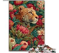 Golden Leopard in The Flowers Jigsaw Puzzles for Adults Teenagers Jigsaws Puzzle, for Age 14+ Fun Games Fun Activities at Home, Birthday Gifts, Travel Gifts (50x75cm)