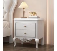 Golden light luxury retro simple bedroom solid wood storage cabinet bedside table with double storage drawers - mid-century Nordic style, tall retro bedroom living room side table/wooden coffee table