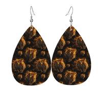 Golden Lightning Tiger Print Earrings for Women, Fashion Teardrop Leather Earrings for Women Trendy, Colorful Tear Drop Earring Jewelry