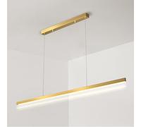 Golden Linear Metal Pendant Light with Strip Acrylic Shade, Modern LED Chandelier, Ultra-thin Long Hanging Lamp, Dining Room Lighting Suspension Lamps, Nordic Minimalist Dro