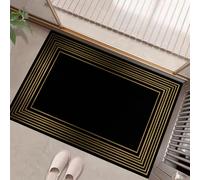 Golden Lines Geometry Door Mats 50 X 80 Cm, Simple Stylewashable Indoor Doormat Non-Slip, Dirt Trapper Front Door Mat Inside, Super Absorbent Entrance Rug For Entryway, Pets Dogs Black