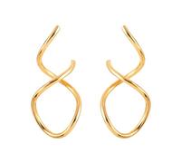 Golden Lines Surround the Earrings with an Irregular Spiral Winding Design and a Line Shaped Women's Ear Jewelry