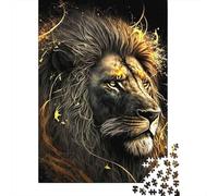 Golden Lion Jigsaw Puzzle 1000Pc Recycled Paper for Adults Powerful ManePuzzle Difficult Challenging Home Activity Festivals Celebration Gifts 52x38cm/1000pcs