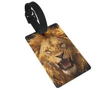 Golden Lion Roar Luggage Tags for Suitcases - Durable PVC ID Tags with Detachable Straps for Travel, Backpack, Golf Bag, Anti-Loss