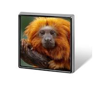 Golden Lion Tamarin Square Metal Badges Decorative Brooches