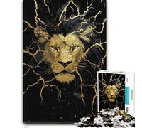 Golden Lion with Lightning Wooden Jigsaw, Wood Puzzle, 1000 Pieces | A flexible puzzle activity: a simple way to organise the image at your own pace.