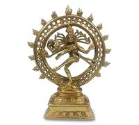 Golden Lord Shiva Statuette - 23cm Brass Statue of Shiva Nataraj