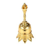 Golden Lotus Bell, Small Alloy Gold Prayer Altar Butler Held Bell with Handle Adult Servant Meditation Tibetan Dinner Call Handbell Suitable for Seniors Bedside Classroom Management Servicing Calling