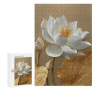 Golden Lotus Flower Art Print-1 Puzzle 1000 Teile Schwer Puzzle Spielzeug Lernspiel Impossible Herausforderungsspielzeug Für Erwachsene Kinder 300 PCS