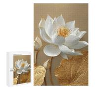 Golden Lotus Flower Art Print-1 Puzzle 1000 Teile Schwer Puzzle Spielzeug Lernspiel Impossible Herausforderungsspielzeug Für Erwachsene Kinder 1000 PCS