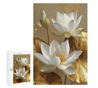 Golden Lotus Flower Art Print Puzzle 1000 Teile Schwer Puzzle Spielzeug Lernspiel Impossible Herausforderungsspielzeug Für Erwachsene Kinder 1000 PCS
