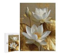 Golden Lotus Flower Art Print Puzzle 1000 Teile Schwer Puzzle Spielzeug Lernspiel Impossible Herausforderungsspielzeug Für Erwachsene Kinder 500 PCS