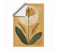 Golden Lotus Moon Botanical Unframed Wall Art Print A1 (84.1×59.4cm), Wall Decor for Living Room, Bedroom, Office & Home, Art Gift