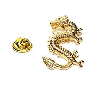 Golden Lucky Dragon Lapel Pin Badge