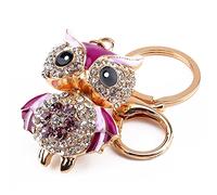 Golden Lucky Owl Keychain,Sparkling Rhinestone Crystal Accessory for Bag or Car - Stylish Key Charm Decoration