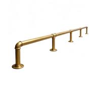 Golden Luxury Bar Foot Rail Floor Mounted, Kitchen Island Platform Galvanized Round Tube Foot Rest Area, 20cm Above The Ground(L270cm/8.9ft)