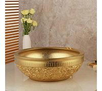 Golden Luxury Ceramic Lavatory Bathroom Tap Washbasin Basin Sink Set Bath Combine Solid Brass Mixer Faucet