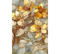 Golden Magnolia Stained Glass Themed 6 x 9 Paperback Journal