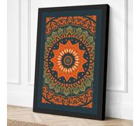 Golden Mandala Geometric Canvas Wall Art Print 24x16 Inch (61 x 41 cm)