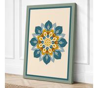 Golden Mandala Geometric Canvas Wall Art Print 36x24 Inch (91 x 61 cm)
