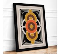 Golden Mandala Geometric Framed Wall Art Print A4 Black