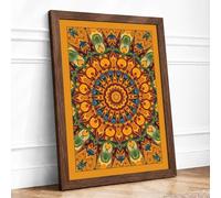 Golden Mandala Rising Botanical Framed Wall Art Print A4 (29.7×21cm) Walnut, Wall Decor for Living Room, Bedroom, Office & Home, Ready to Hang, Art Gift