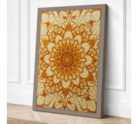 Golden Mandala Symmetry Canvas Wall Art Print 30x20 Inch (76 x 51 cm)