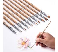 Golden Maple Detail Paint Brushes,10Pcs Round Pointed Tip Paintbrushes, Miniature Paint Brush Set, Art Brushes Perfect for Acrylic, Watercolor, Oil, Craft