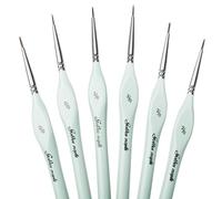 Golden Maple Detail Paint Brushes, 6 PCS Extra Fine Tip 00 Professional Artist Miniature Paint Brushes for Micro Watercolor Oil Acrylic Craft Models Rock Paint by Number for Adult, Green