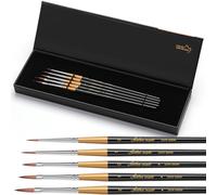 Golden Maple Kolinsky Sable Miniature Paint Brushes, 5PC Professional Detail Paint Brushes Arrow Point Paint Brush Set for Models, Watercolor Details, Figures & Gouache Painting, Black