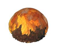 Golden maple leaves Reusable shower cap - double-layer waterproof, elastic, environmentally friendly daily use shower cap