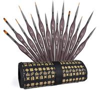 Golden Maple Miniature Paint Brushes, 15PC Small Paint Brushes Micro Model Detail Paint Brush Set, Fine Detailing for Acrylic, Oil, Watercolors & Paint by Number, Figurine (Brown)