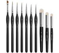 Golden Maple Miniature Paint Brushes Drybrush-10pcs Micro Detail Paint Brush Set, Small Fine Detail Brushes for Acrylic, Watercolors & Paint by Number, Citadel, Figurine, 40k