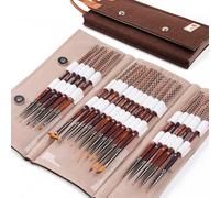 Golden Maple Miniature Paint Brushes - Professional Micro Detail Brush Set for Models, Tabletop Gaming & Fine Art - Portable Travel Case, Acrylic/Watercolor/Oil