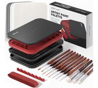 Golden Maple Miniature Painting Kit with Wet Palette, 11PCS Detail Paint Brushes Drybrush, 100PCS Wet Pallet Paper, 4PCS Sponge, Brush Holder Mixing Paint Saver Palette for Model Painting