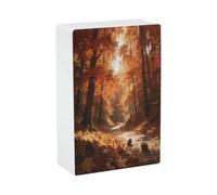 Golden Maple Warms The Path Cigarette Case Vintage Cigarette Holder Case for Men Women Cigarette Box Cigarettes Smoking Accessories 20 Capacity Container Storage Box for Smoke 97mm King Size