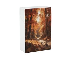 Golden Maple Warms The Path Cigarette Case Vintage Cigarette Holder Case for Men Women Cigarette Box Cigarettes Smoking Accessories 20 Capacity Container Storage Box for Smoke 97mm King Size