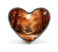 Golden Maple Warms The Path Lapel Pin Elegant Heart Shape Brooch Badge Funny Personalized Button Badge Fashion Cute Heart Brooch Pins for Bag Jacket Clothes Accessories